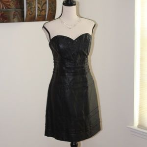 Guess, Faux leather strapless dress removable straps